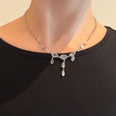 Vintage Moonstone and Silver Fringe Necklace