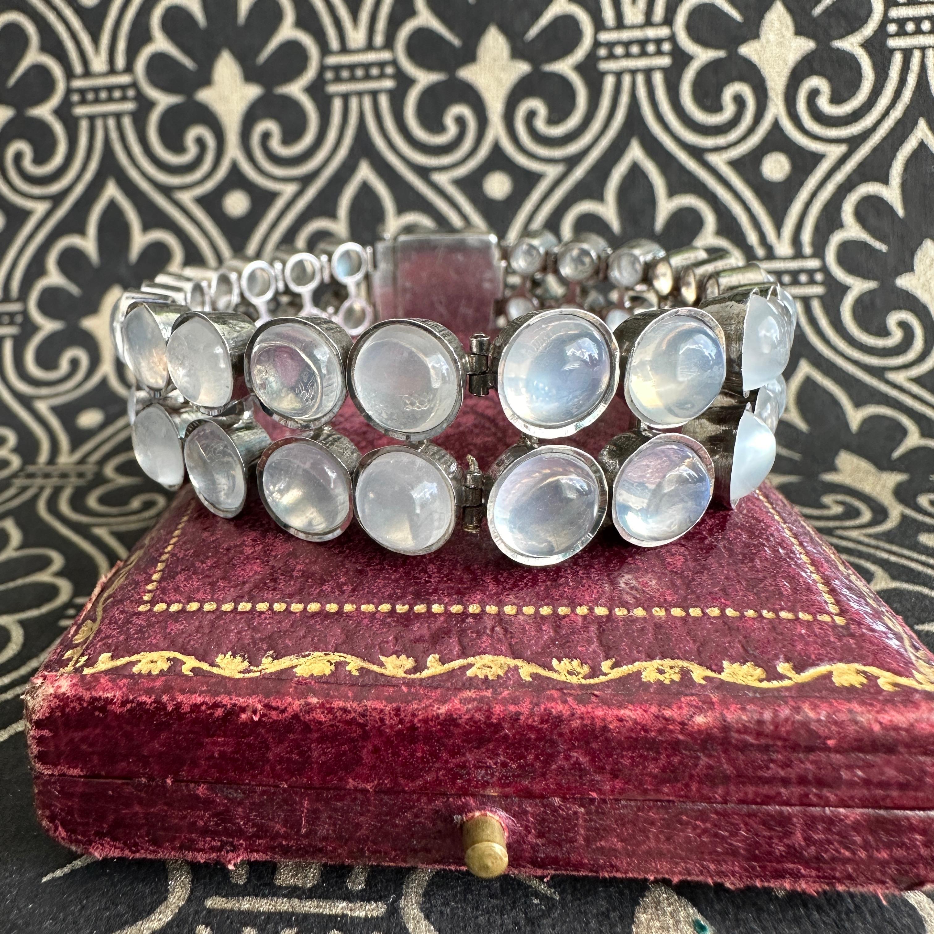 Vintage Mondstein Dot Sterling Silber Armband im Angebot 8