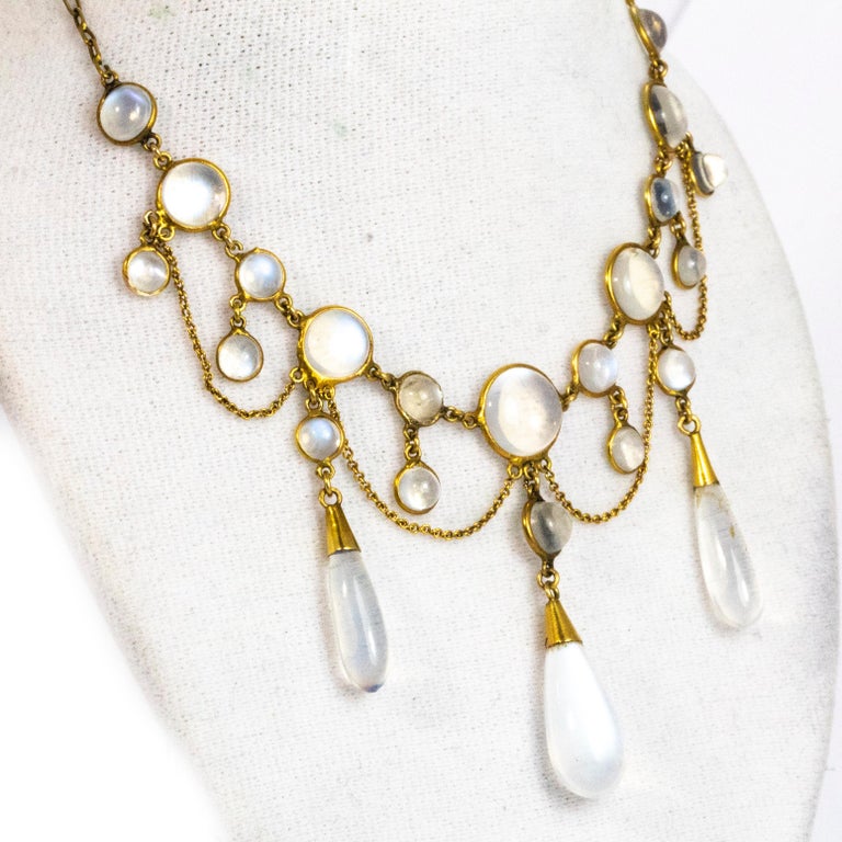 Vintage Moonstone Festoon Necklace at 1stDibs