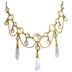 Vintage Moonstone Festoon Necklace