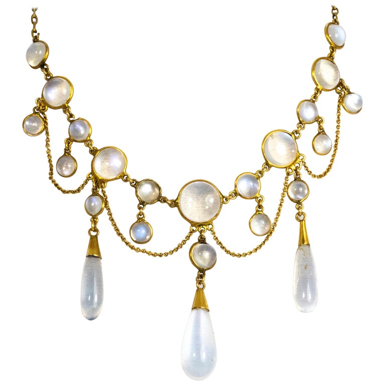 Vintage Moonstone Festoon Necklace at 1stDibs