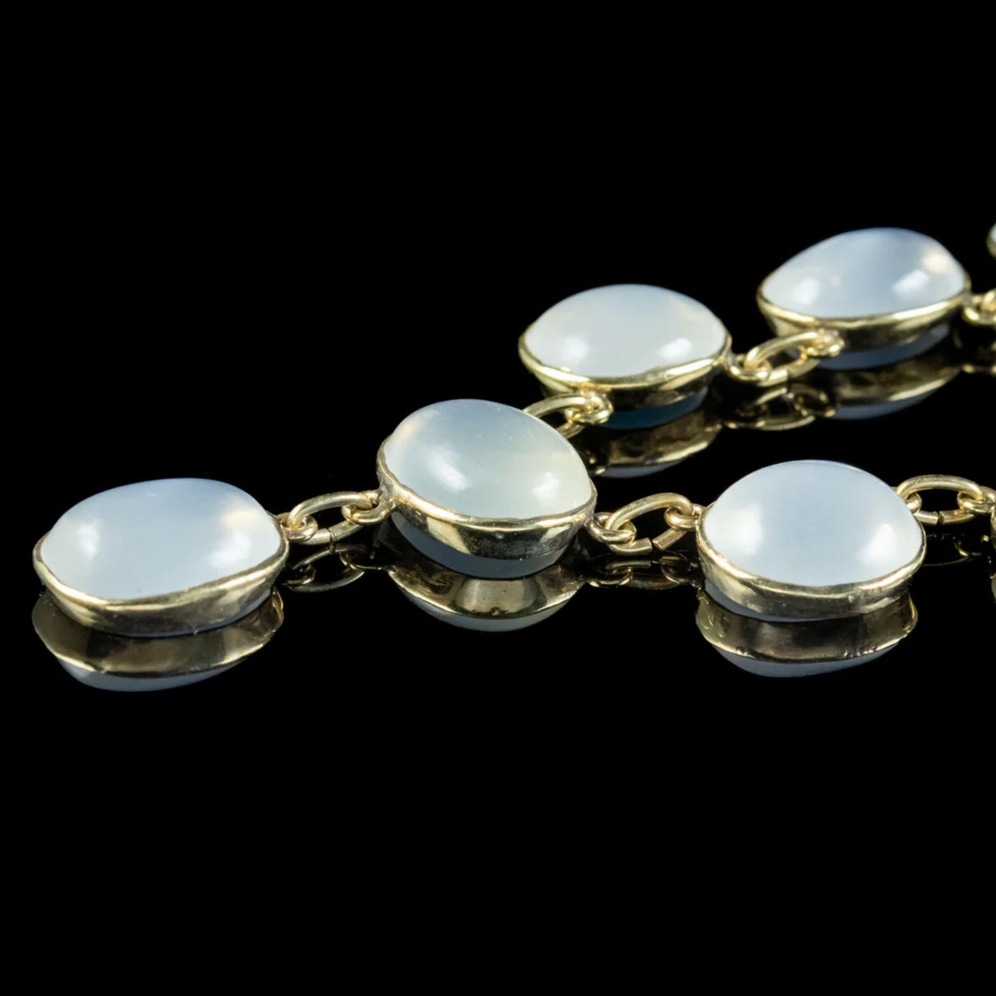 Vintage Mondstein-Halskette aus Sterlingsilber, vergoldet (Cabochon)