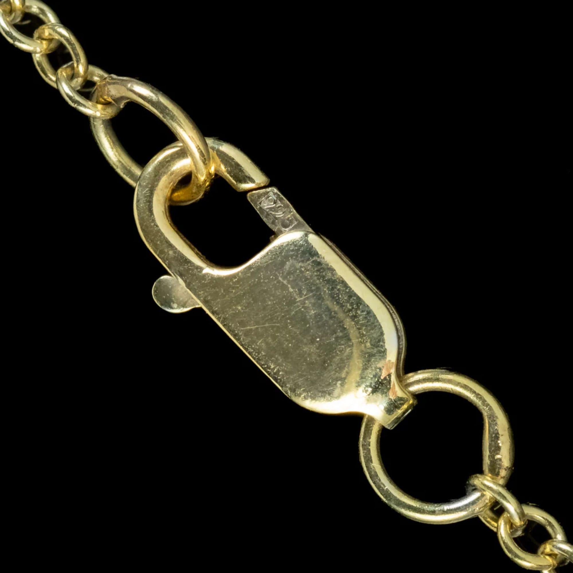 Vintage Mondstein-Halskette aus Sterlingsilber, vergoldet im Zustand „Gut“ in Kendal, GB