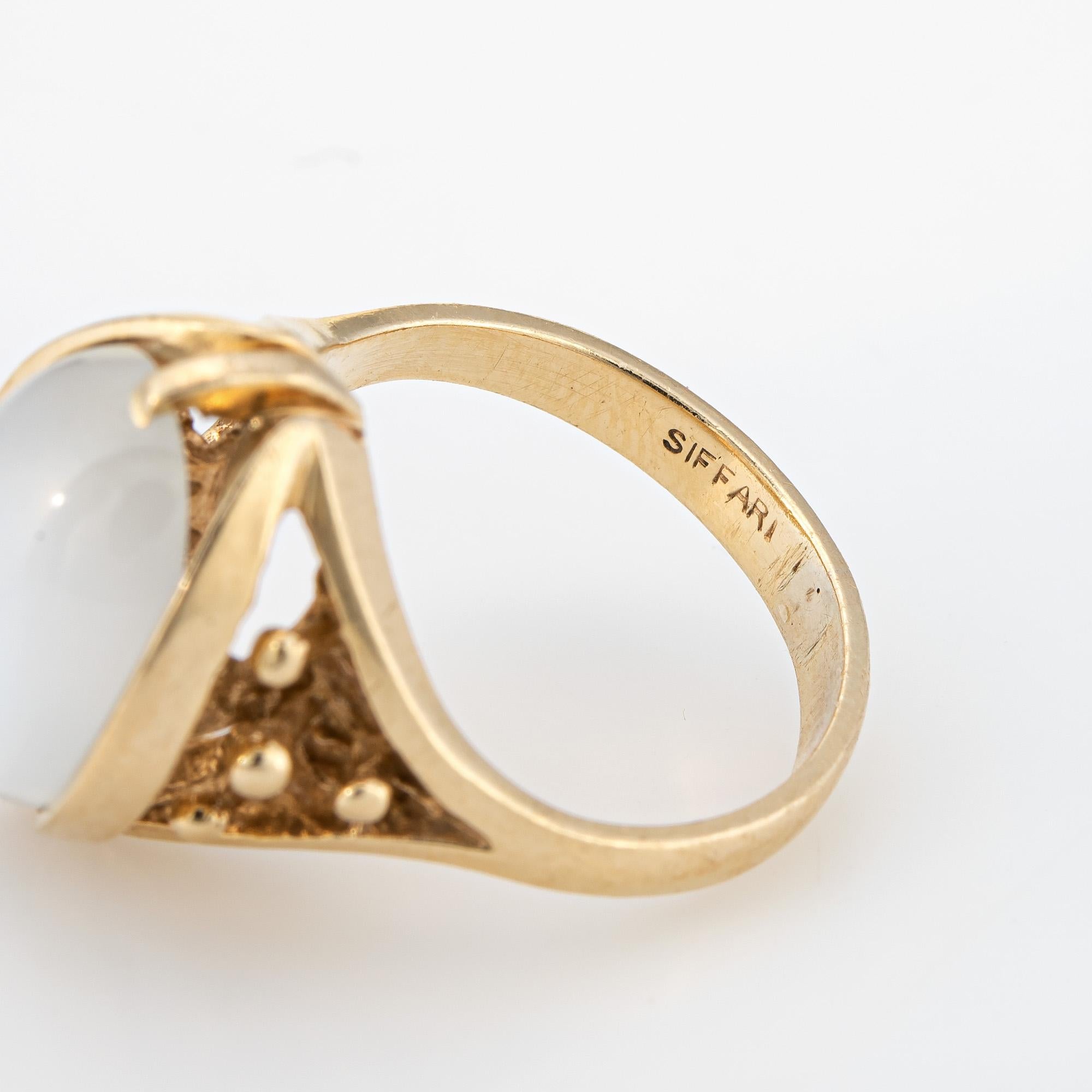 Cabochon Vintage Moonstone Ring 14k Yellow Gold Cocktail Sz 5.75 Estate Fine Jewelry