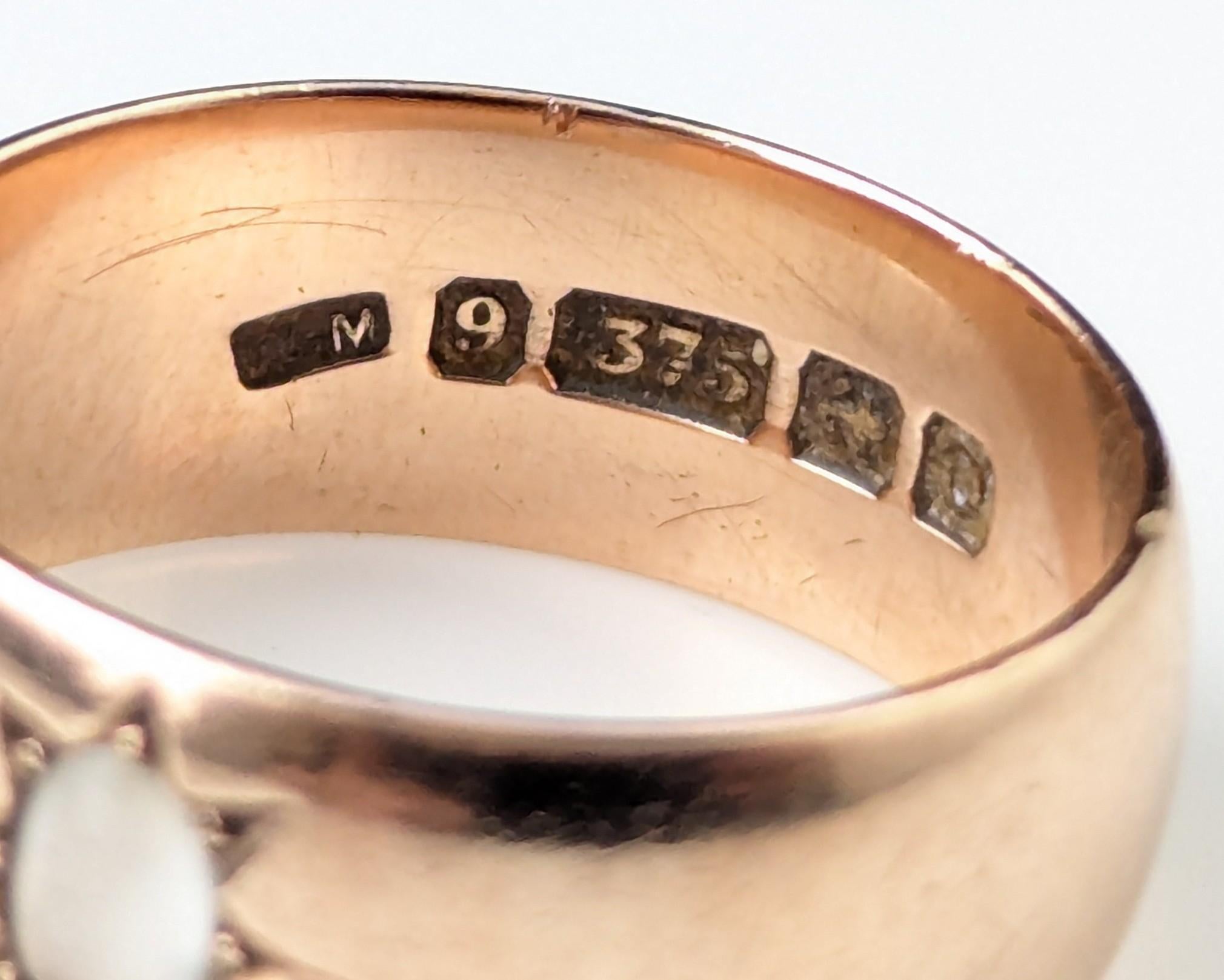 Vintage Moonstone star set band ring, 9k rose gold 3