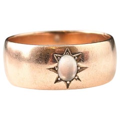 Anello vintage con pietra di luna incastonata, oro rosa 9 carati