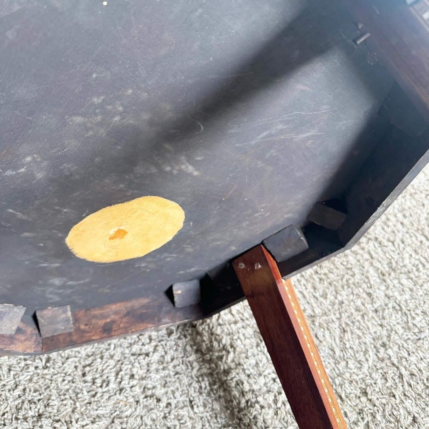 American Vintage Moorish Inlaid Hexagonal Side Table For Sale