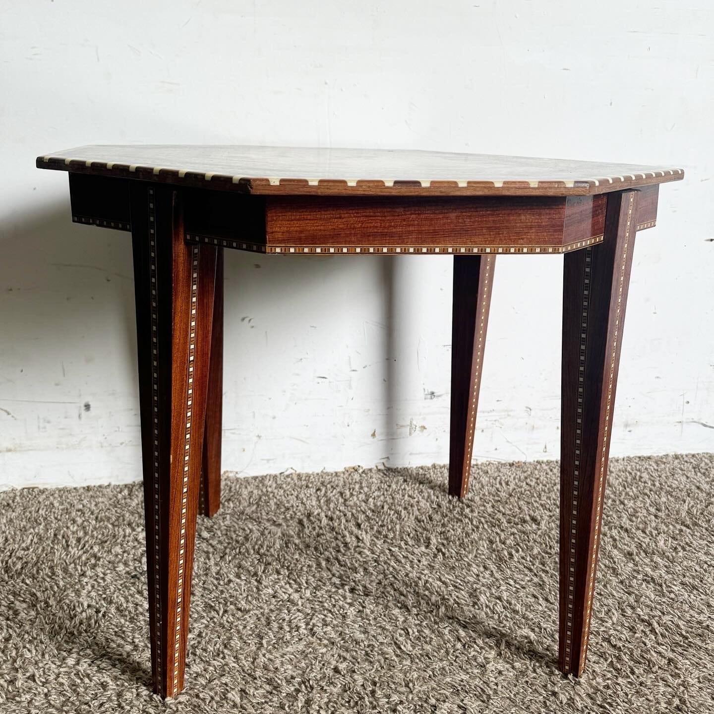 Vintage Moorish Inlaid Hexagonal Side Table In Good Condition For Sale In Delray Beach, FL