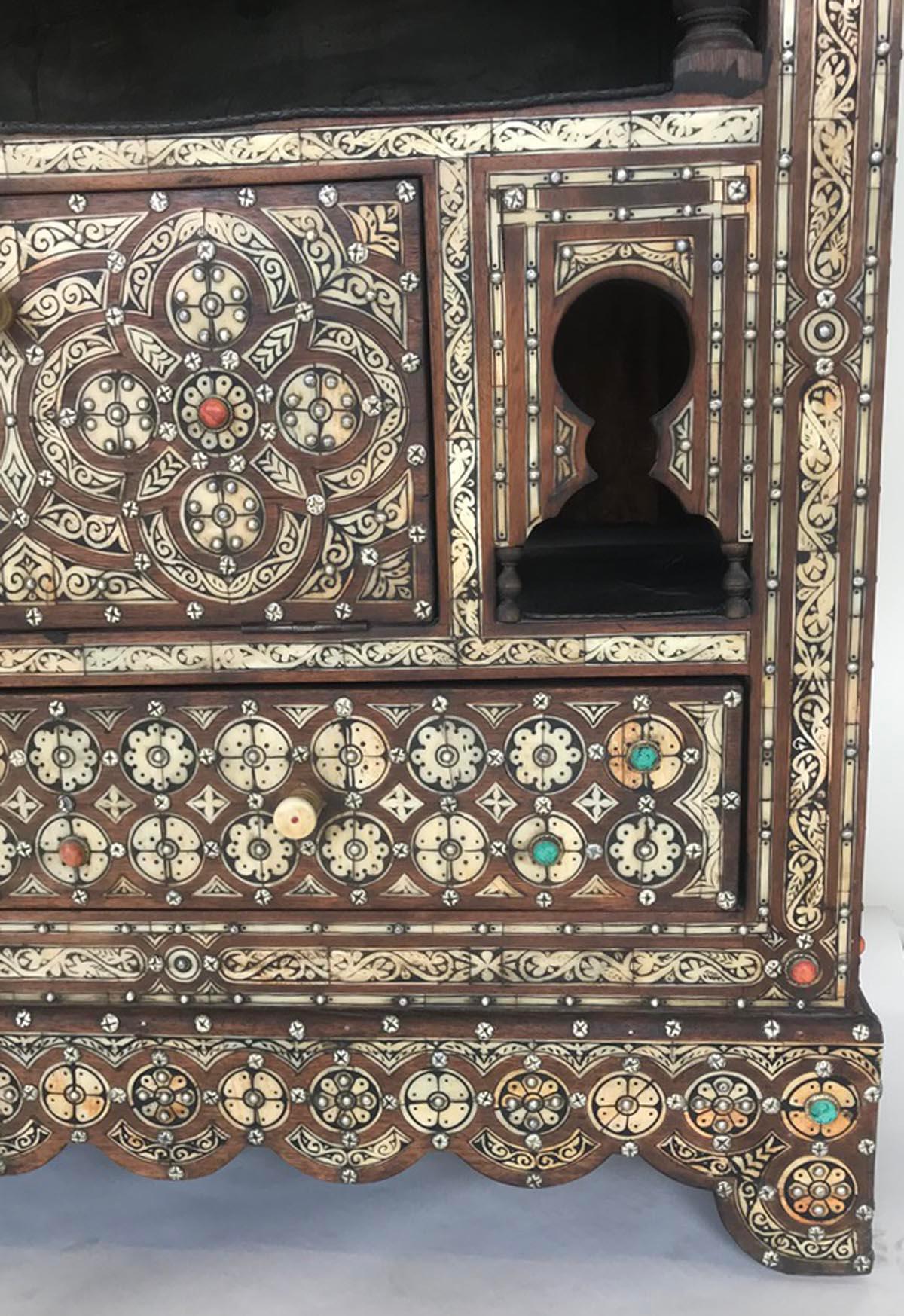 Wood Vintage Moorish Inlay Cabinet