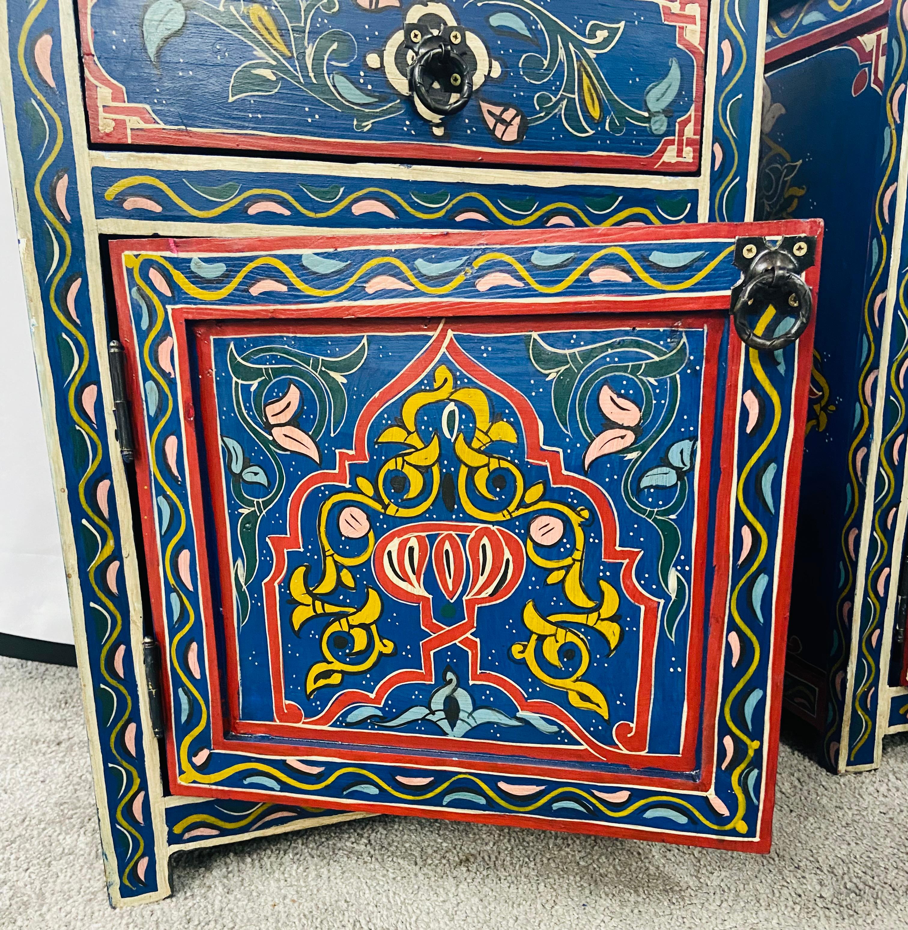 Details about   Moroccan Dresser Night Stand Table Wood Moorish Handmade & Painted  Double Blue 