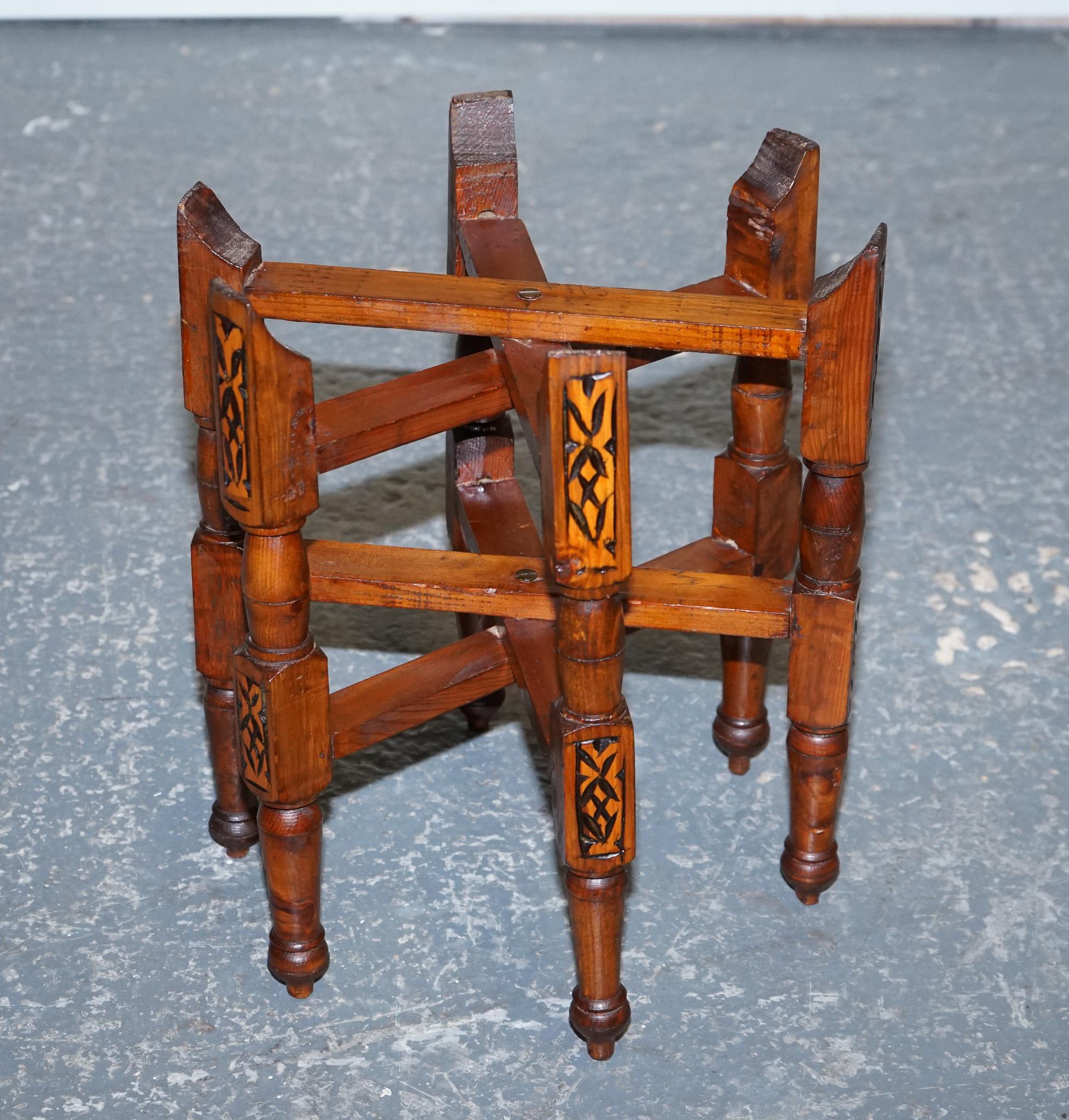Vintage Moorish Moroccan Brass Folding Tray Table For Sale 3