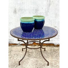 Vintage Moorish Moroccan Tile Top Dining Table