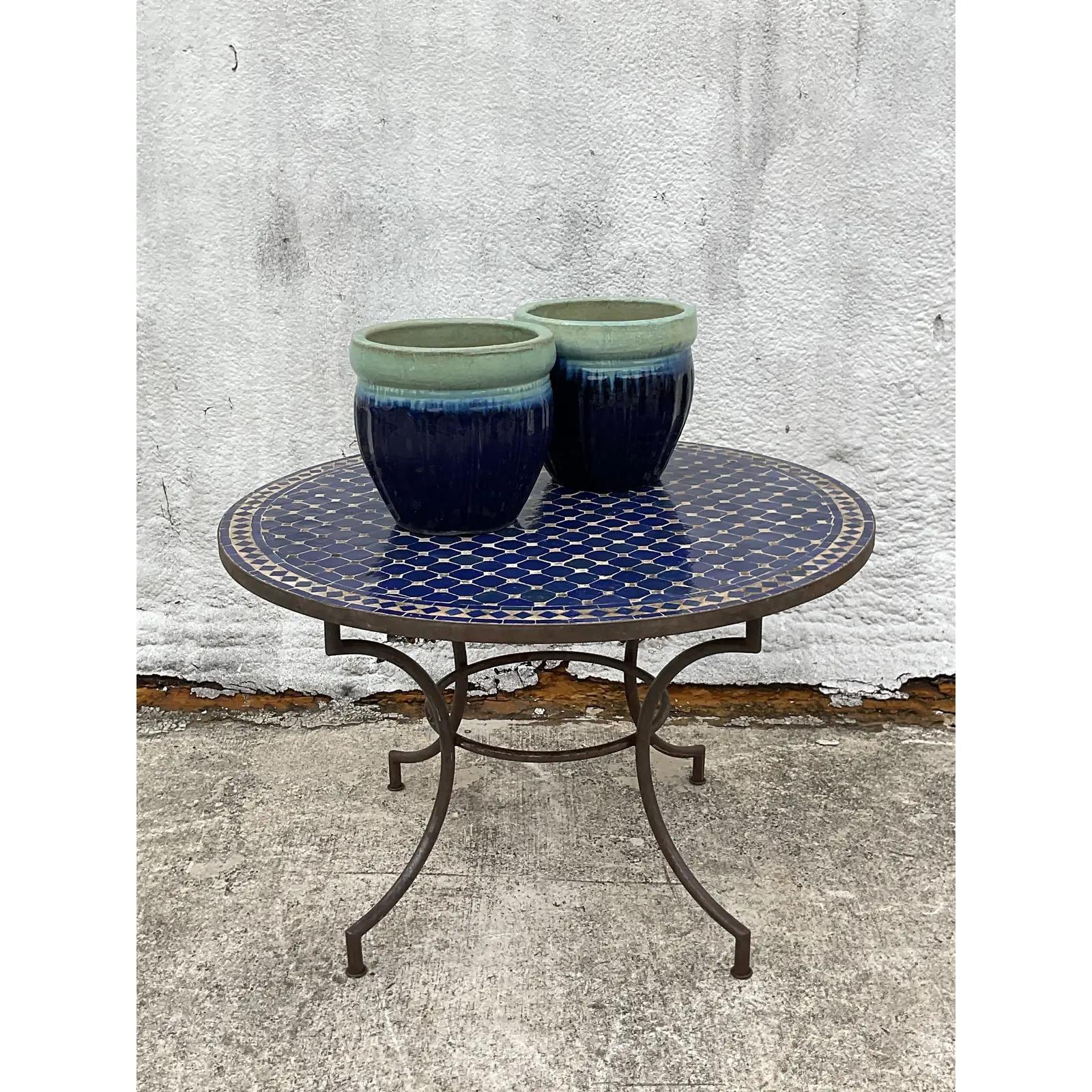 20th Century Vintage Moorish Moroccan Tile Top Dining Table
