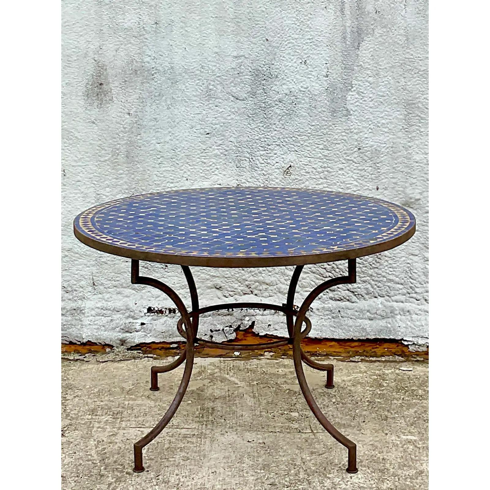 Wrought Iron Vintage Moorish Moroccan Tile Top Dining Table