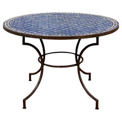 Vintage Moorish Moroccan Tile Top Dining Table