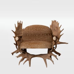 Vintage Moose Elk Antler Settee