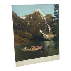 Vintage Moraine Lake Alberta Color Landscape Photograph Print.