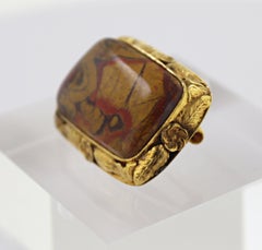 Vintage Morgan Hill, Ca “Poppy Jasper”, 14k Yellow Gold Poppy Brooch