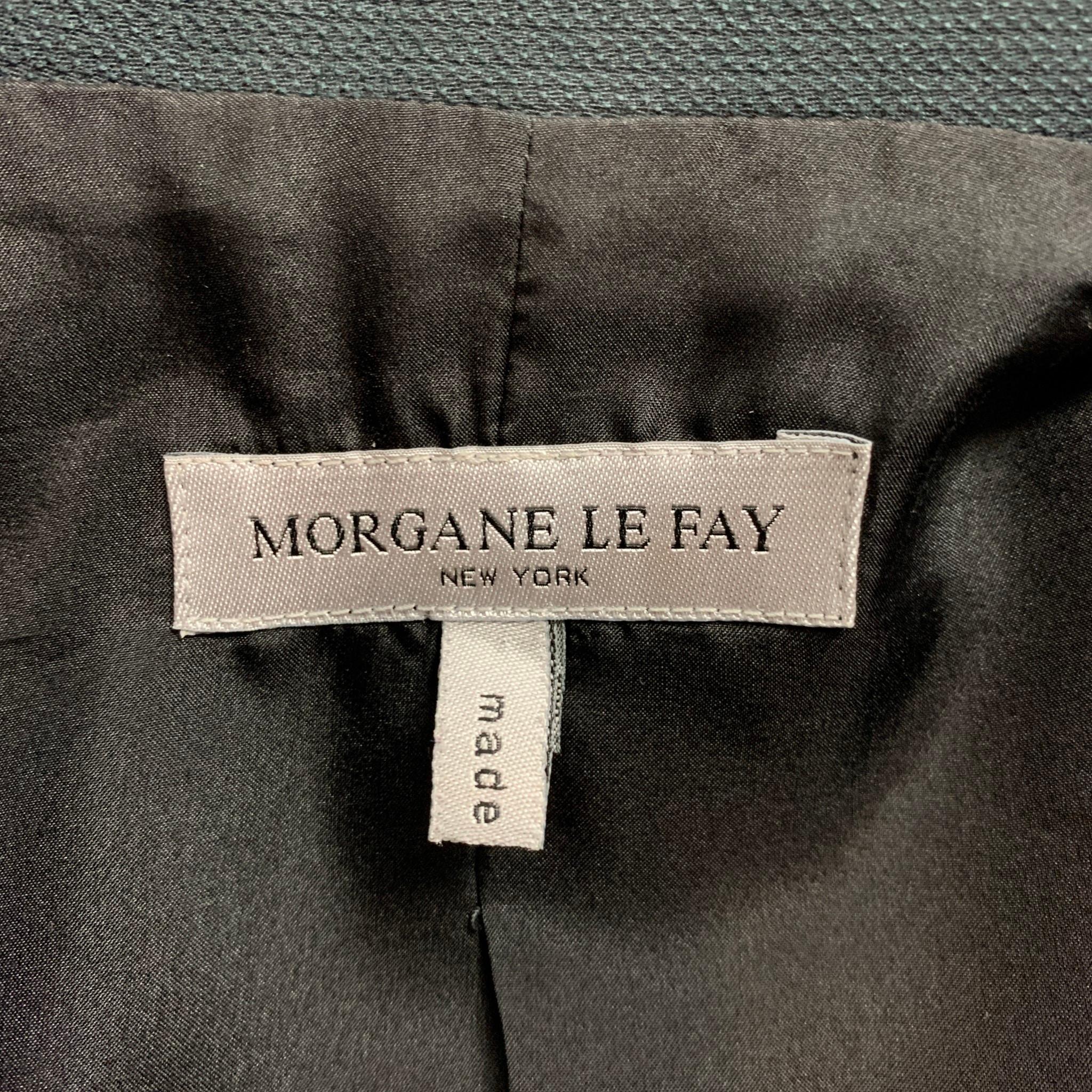 Vintage MORGANE LE FAY Size L Black Textured Cotton Cropped Vest 1