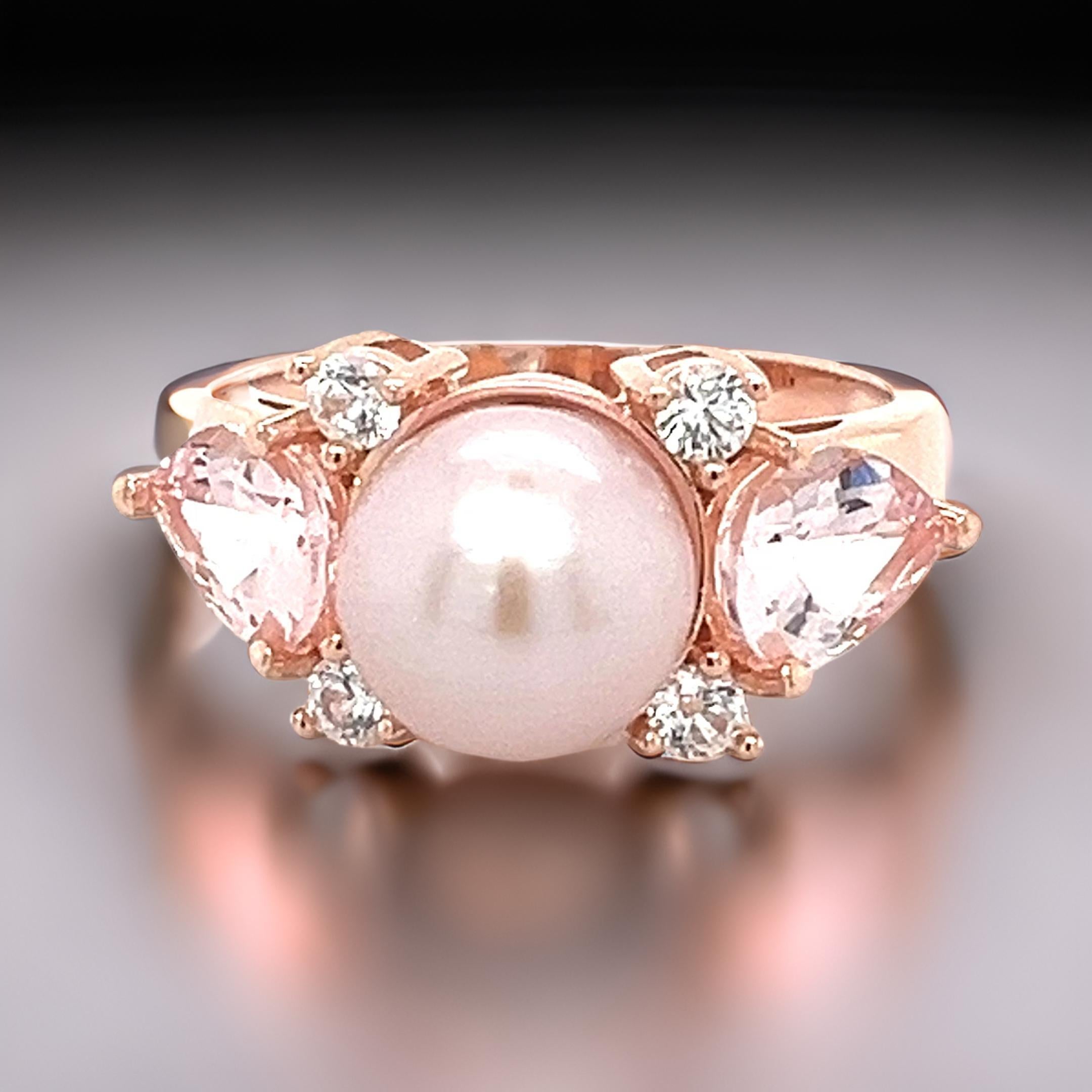 Vintage Morganite Engagement Ring Rose Gold Unique 3 Stone Pearl/White Cz Pave Morganite Wedding Bridal Bridal Art Deco Anniversary Ring

Matel: - 925 sterling silver
Center Gemstone :- Pearl
Second Stone:- Pink Morganite
Stone Shape: Round /