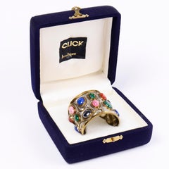 Vintage Morita Gil Chile Dramatic 1980s Gemstone Cabochon Cuff Bracelet