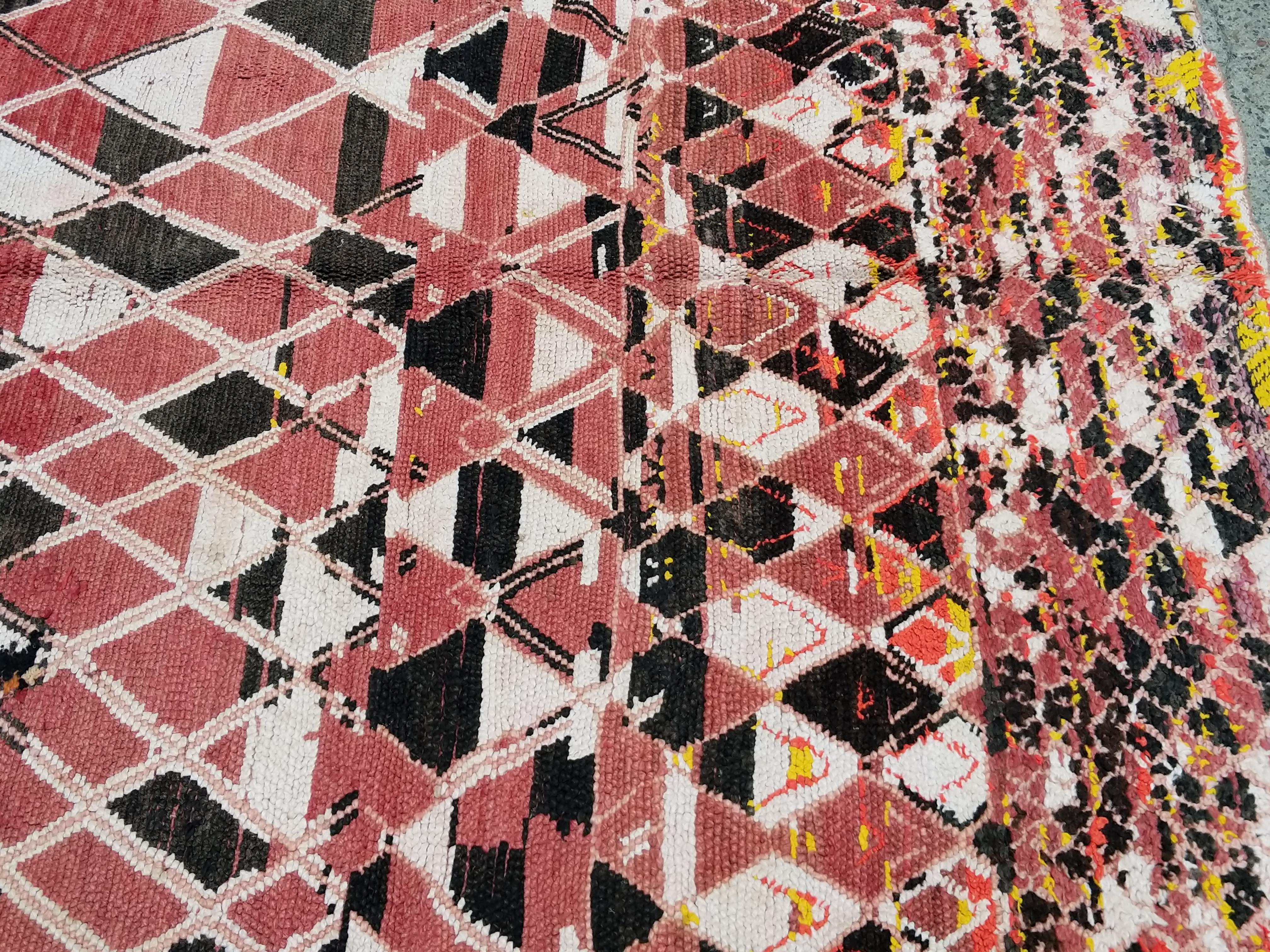 Tappeto marocchino vintage in lana geometrica astratta berbera, anni '40 in vendita 10