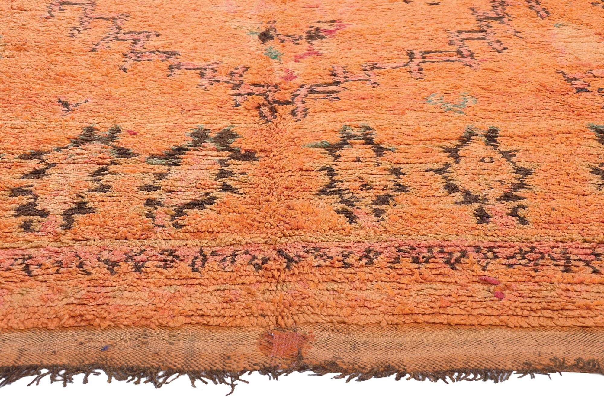 Vintage Orange Talsint Moroccan Rug, Boho Chic Meets Tribal Enchantment In Good Condition For Sale In Dallas, TX