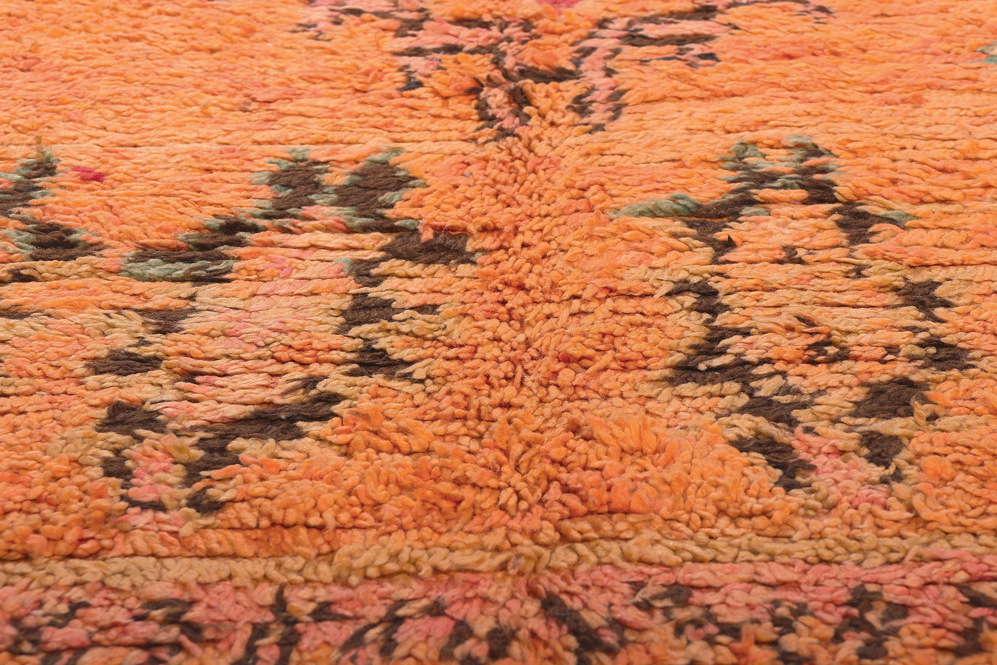 20th Century Vintage Orange Talsint Moroccan Rug, Boho Chic Meets Tribal Enchantment For Sale