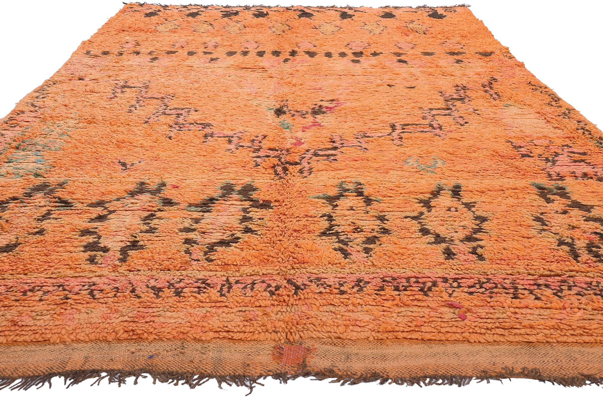 Hand-Knotted Vintage Orange Talsint Moroccan Rug, Boho Chic Meets Tribal Enchantment For Sale