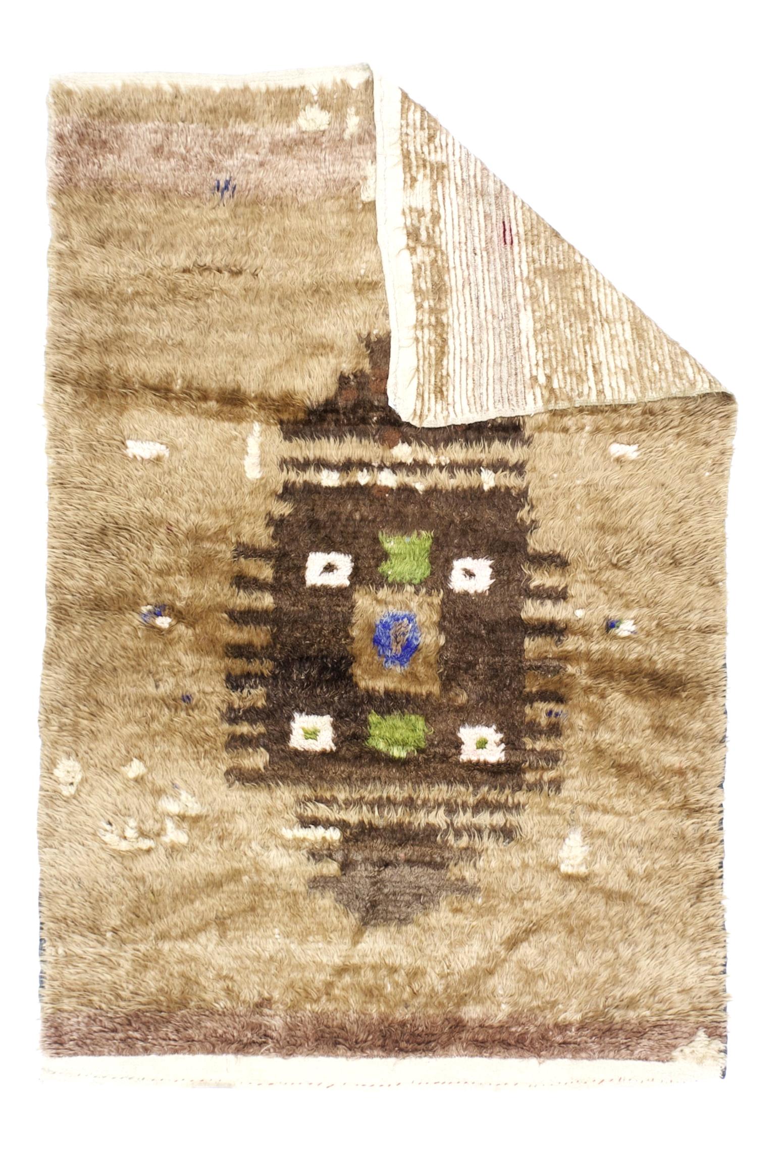 Vintage Moroccan Angora Rug 4'4