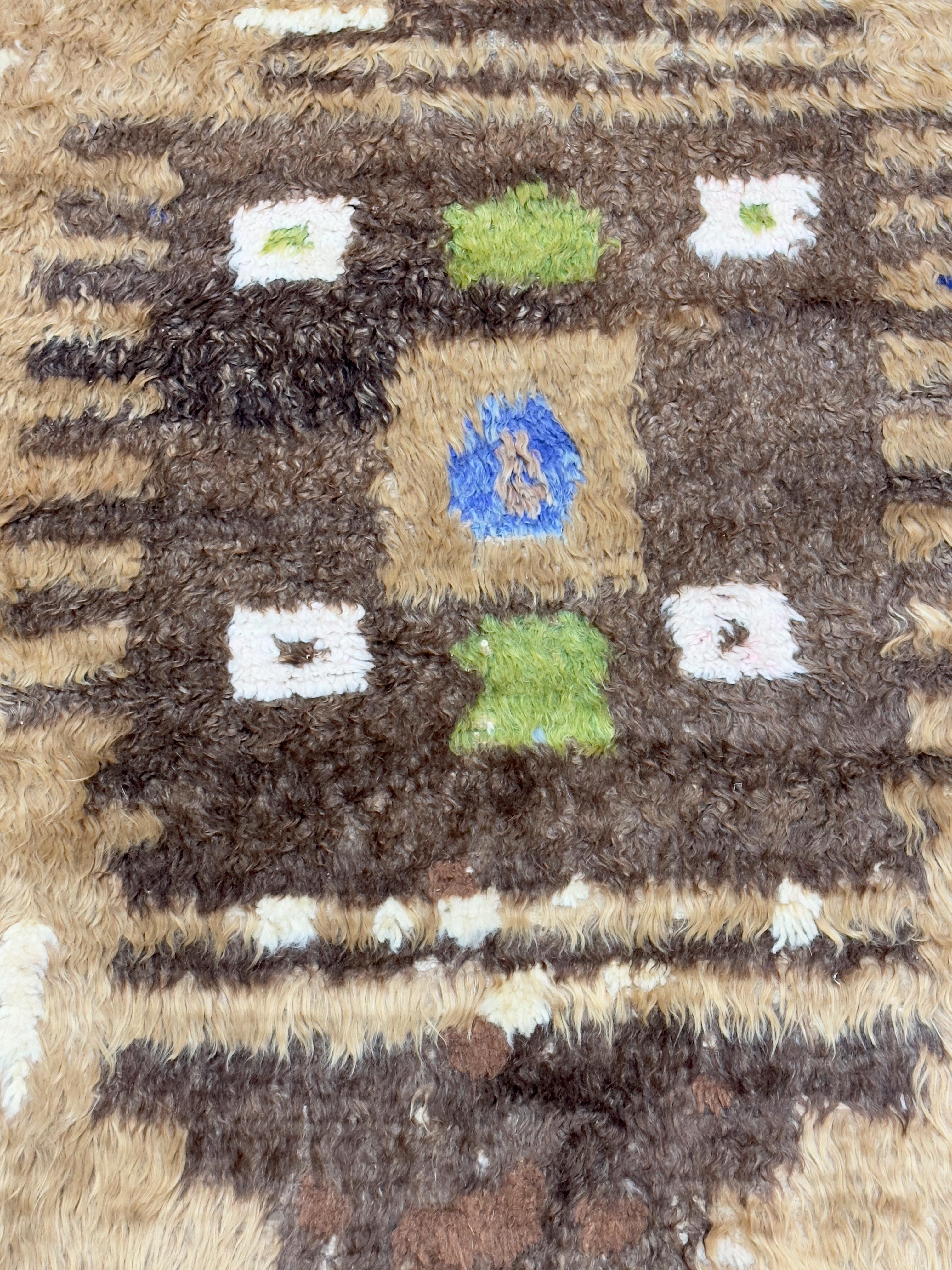 Vintage Moroccan Angora Rug 4'4