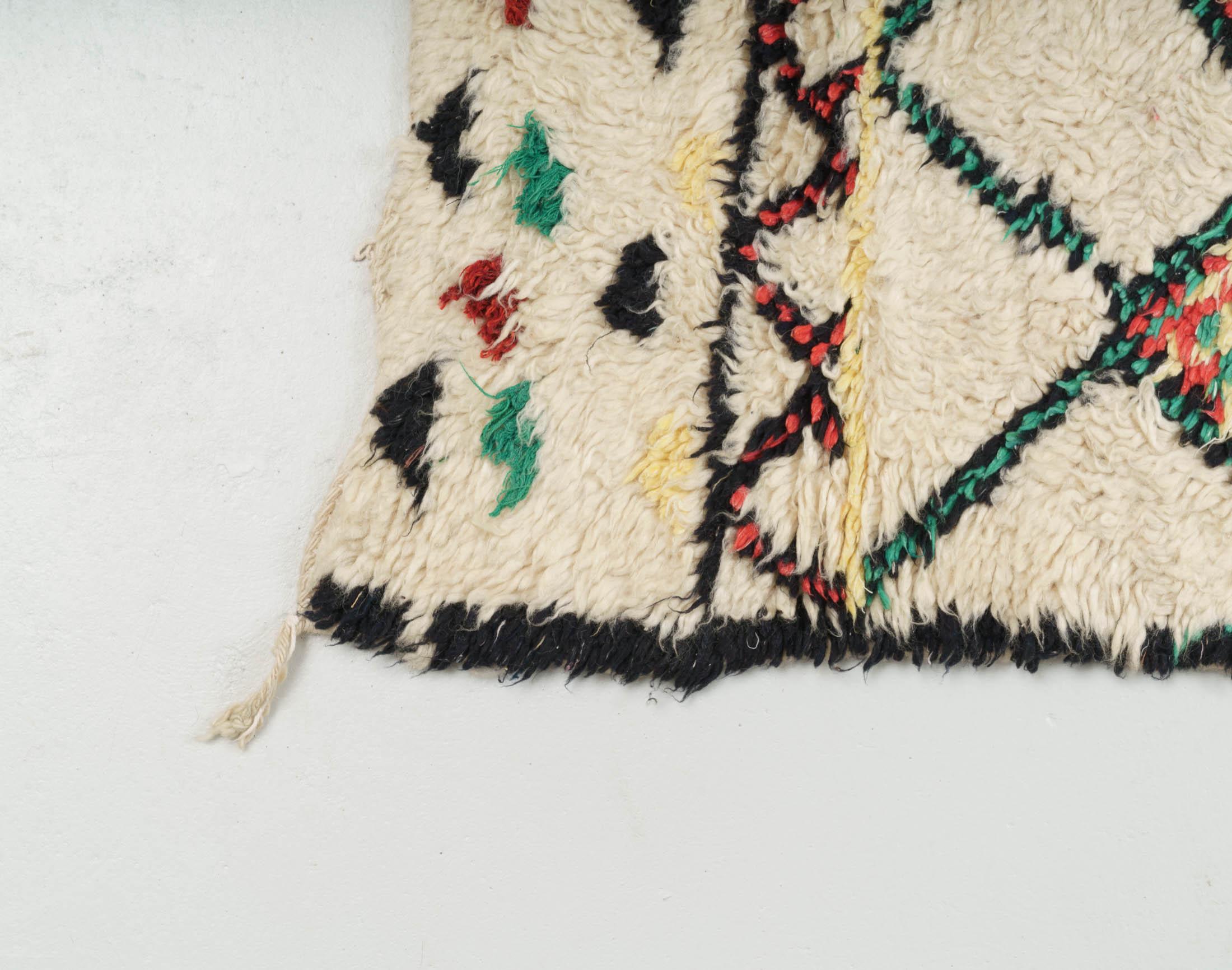 Wool Vintage Moroccan Azilal Berber Rug For Sale