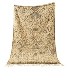 Vintage Moroccan Azilal Berber Rug High Atlas Mountains Beige Grey Black