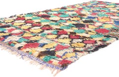1950’s Colorful Berber Boucherouite Moroccan Carpet with Modern Style