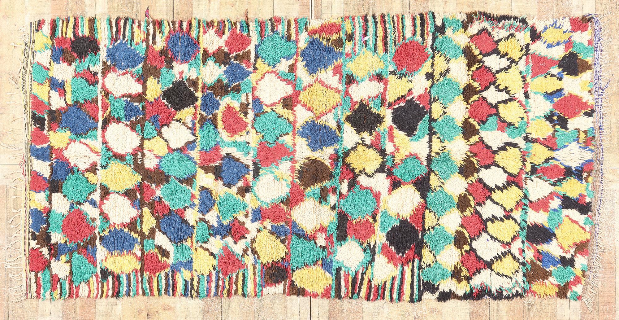 Vintage Moroccan Azilal Rag Rug, Maximalist Boho Meets Tribal Enchantment For Sale 2