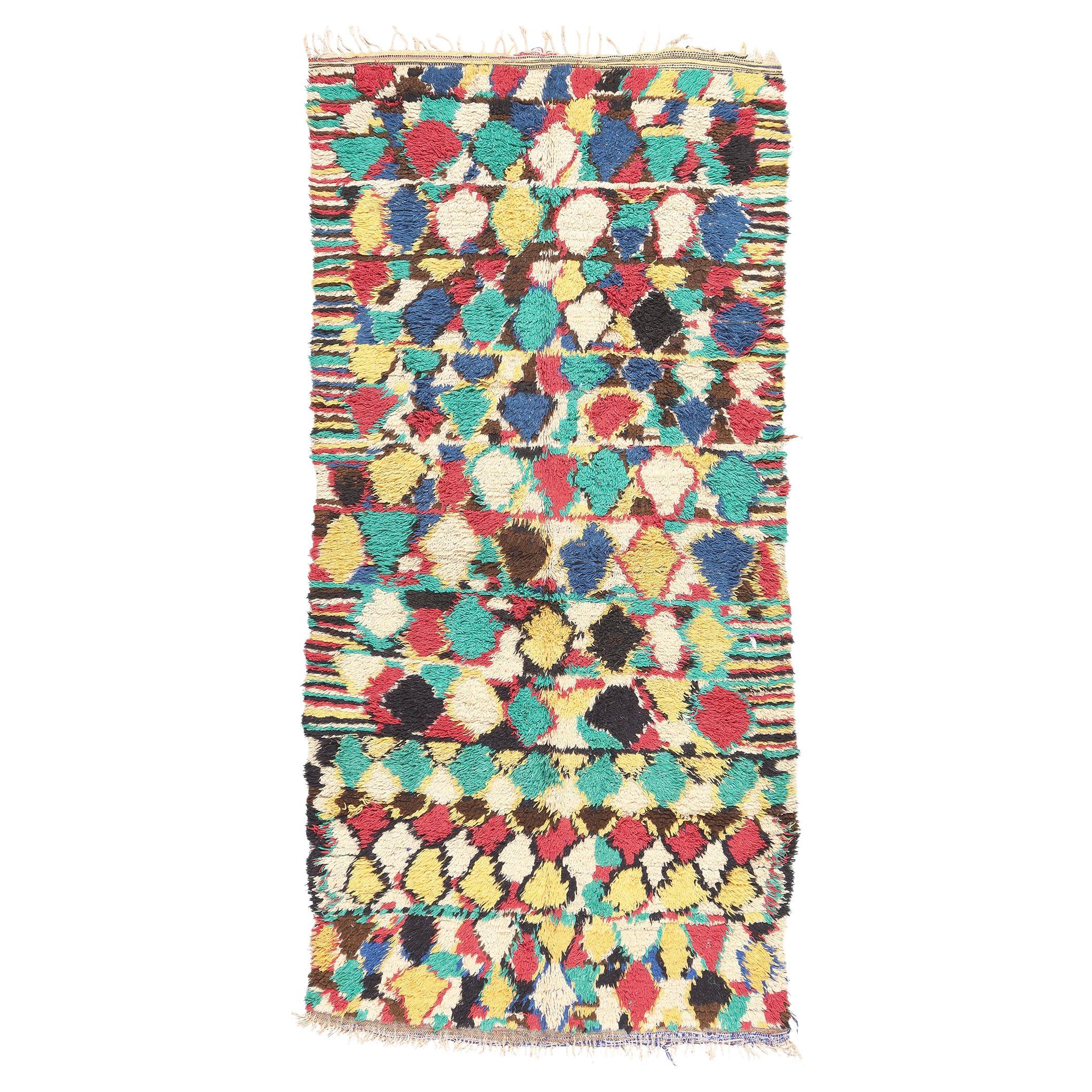 Vintage Moroccan Azilal Rag Rug, Maximalist Boho Meets Tribal Enchantment