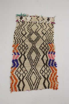 Vintage Moroccan Azilal rug - Beige, purple, orange - 2.9x5.7feet / 90x174cm