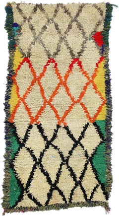 Vintage Moroccan Azilal Rug, Berber Colorful Boucherouite Rug with Tribal Style