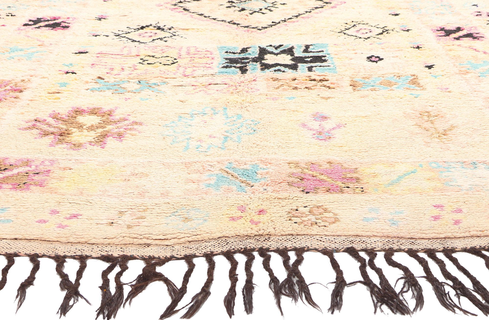 Hand-Knotted Vintage Moroccan Azilal Rug, Boho Chic Meets Tribal Enchantment For Sale