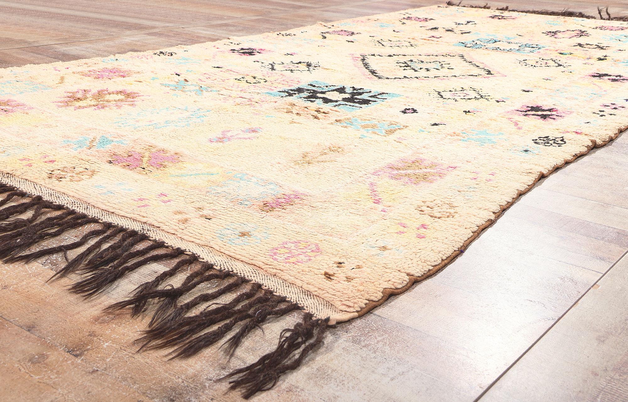 Wool Vintage Moroccan Azilal Rug, Boho Chic Meets Tribal Enchantment For Sale
