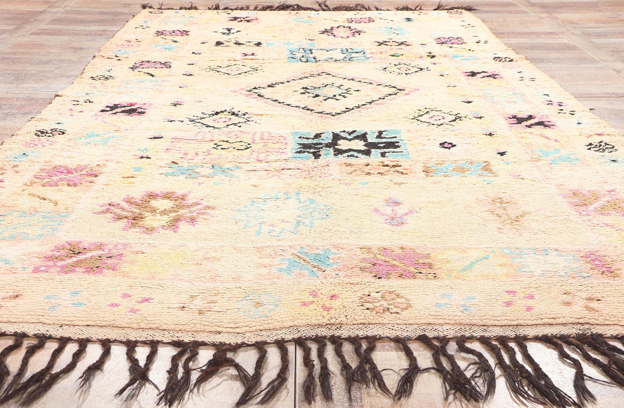 Vintage Moroccan Azilal Rug, Boho Chic Meets Tribal Enchantment For Sale 1