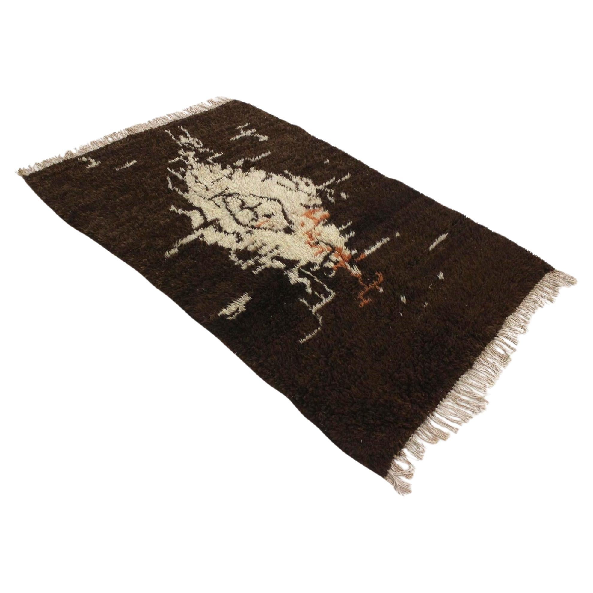 Vintage Moroccan Azilal rug - Brown/beige - 3.5x5.4feet / 108x165cm