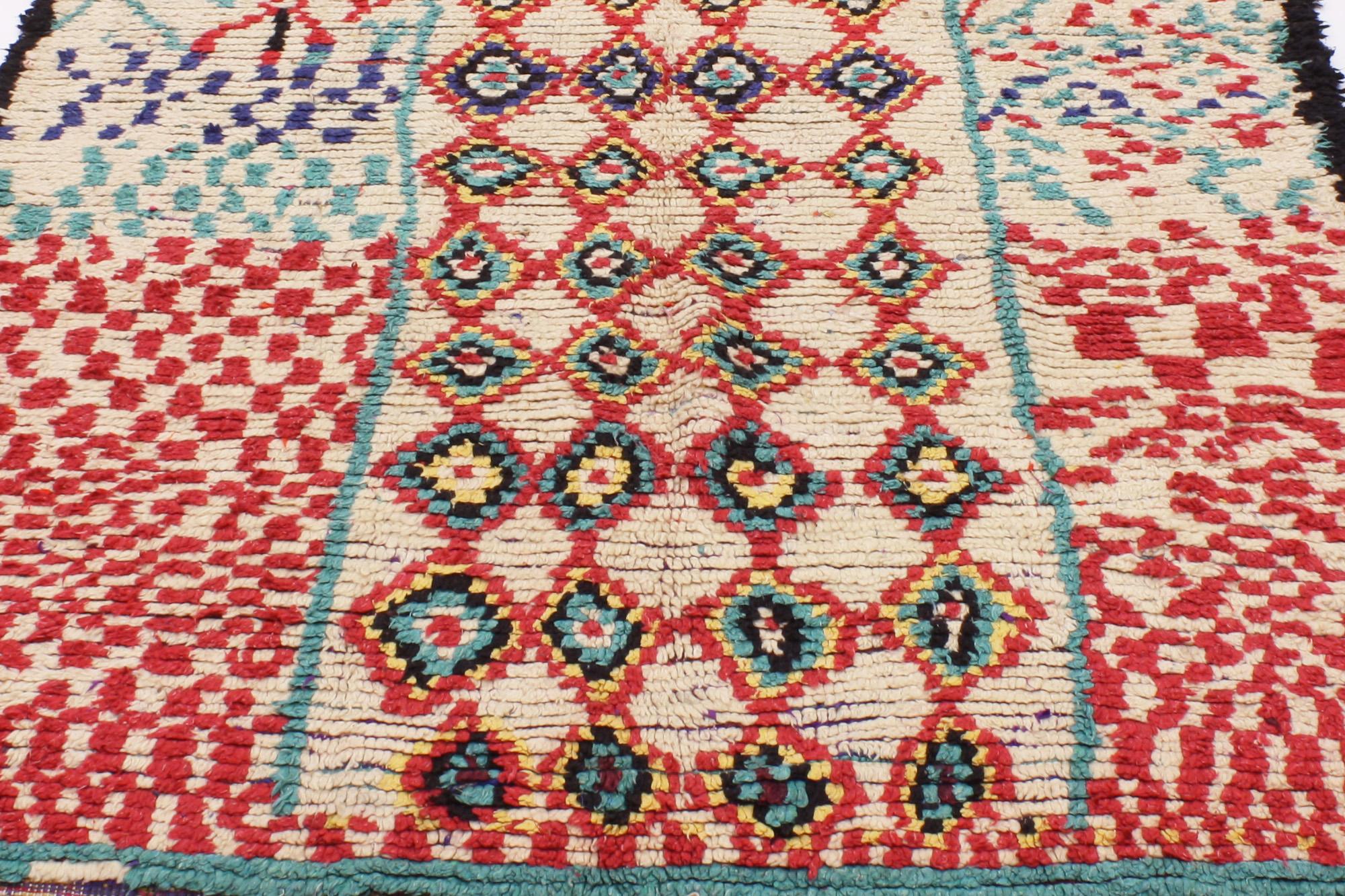 Bohemian Vintage Moroccan Azilal Rug by Berber Tribes of Morocco For Sale