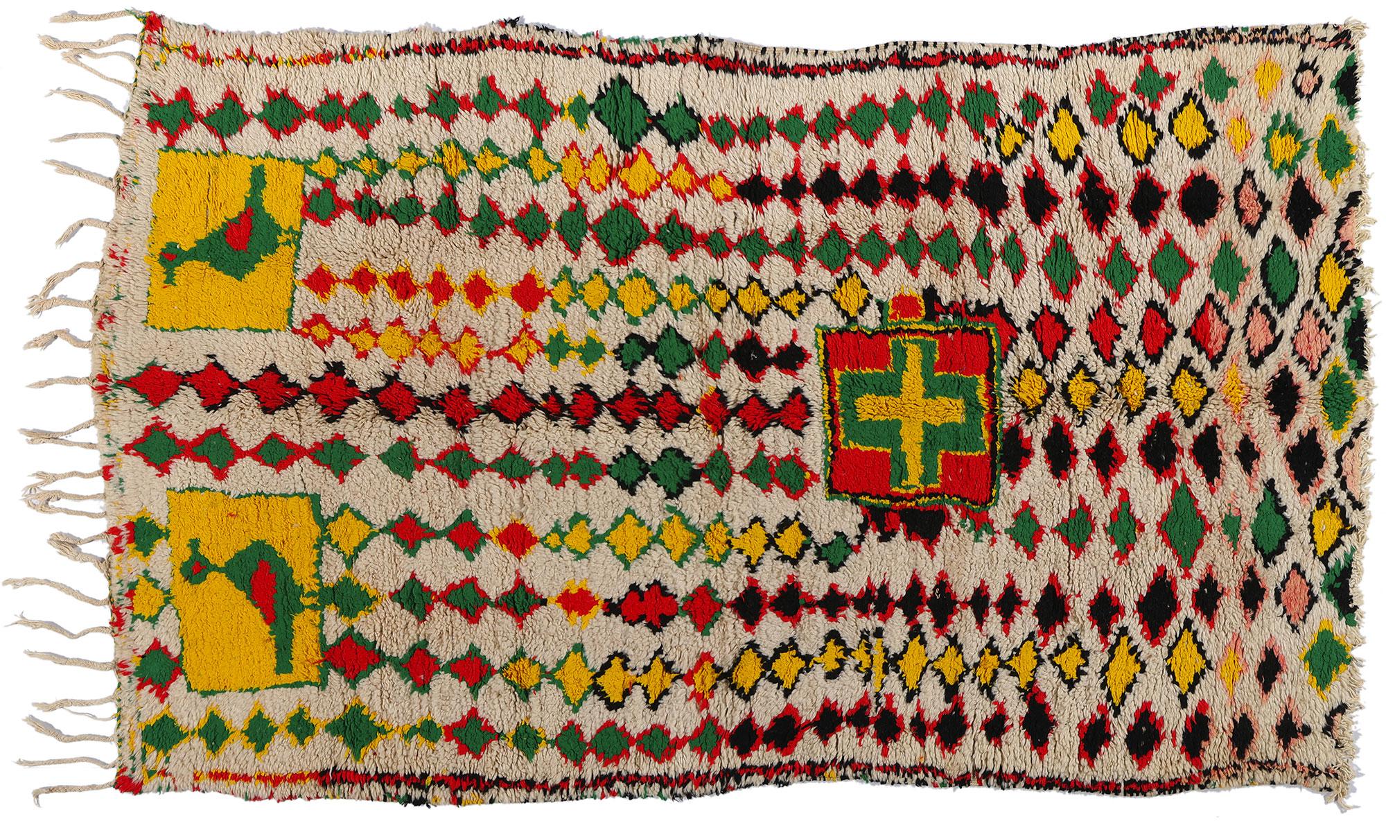 Marokkanischer Azilal-Teppich, Cozy Bohemian Meets Stammeskunst, Vintage im Angebot 3