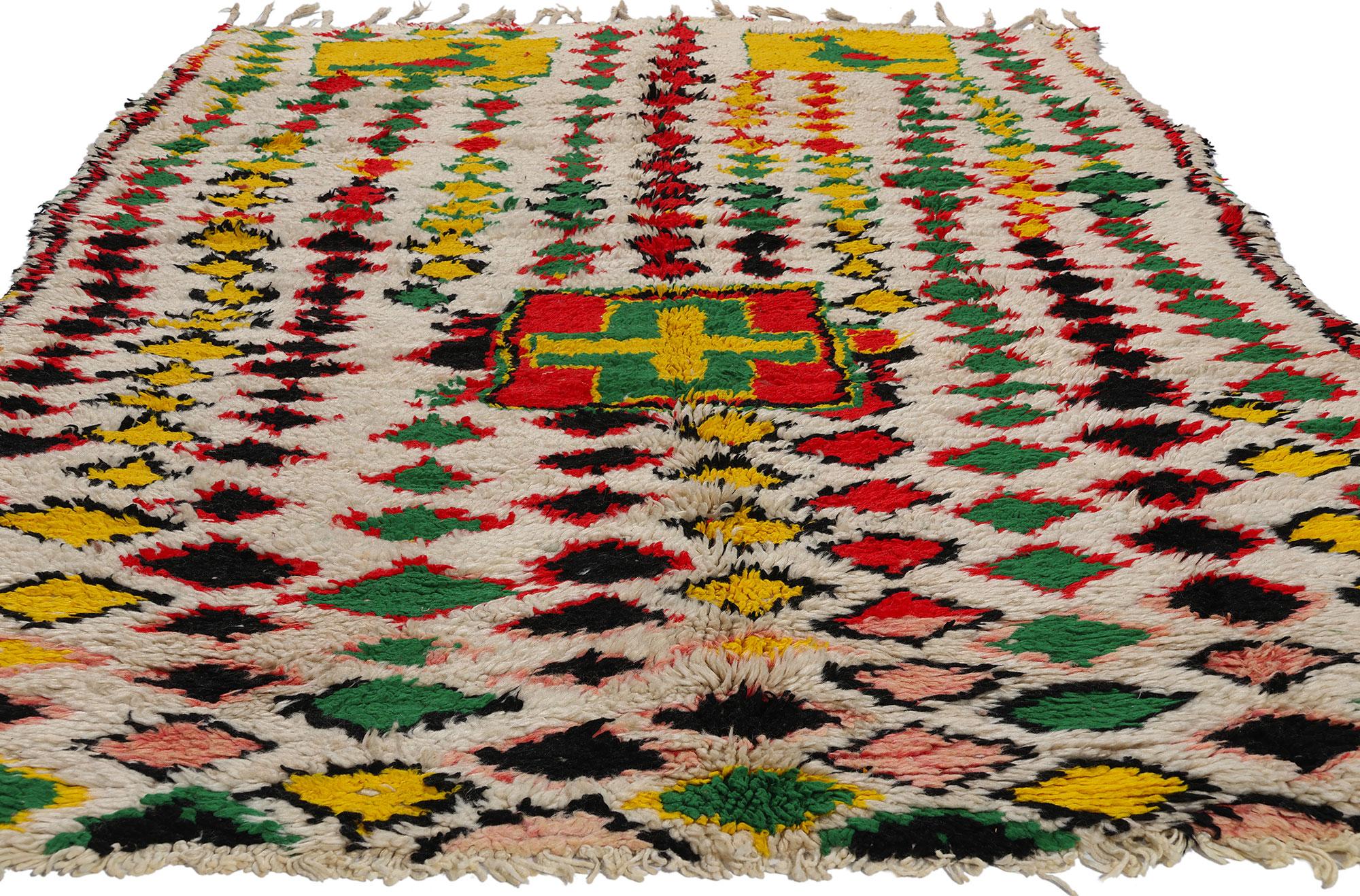 Marokkanischer Azilal-Teppich, Cozy Bohemian Meets Stammeskunst, Vintage (Böhmisch) im Angebot