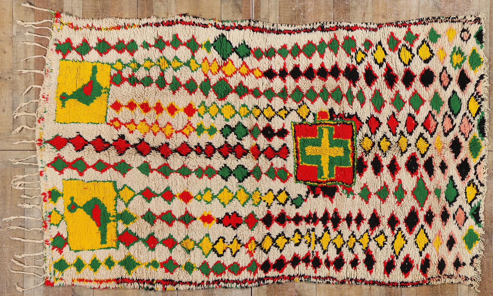 Marokkanischer Azilal-Teppich, Cozy Bohemian Meets Stammeskunst, Vintage im Angebot 2