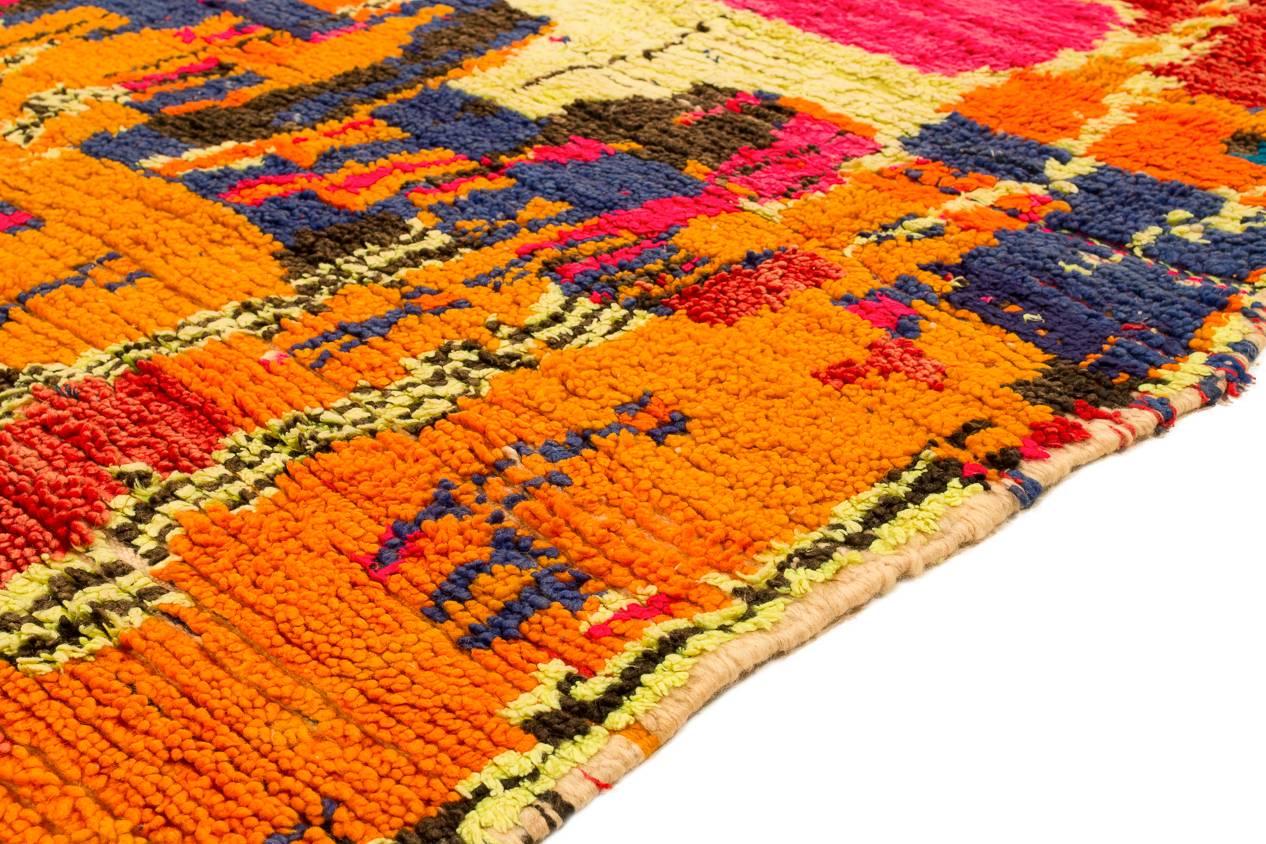 Hand-Knotted A Vintage Azilal Rug From Morocco