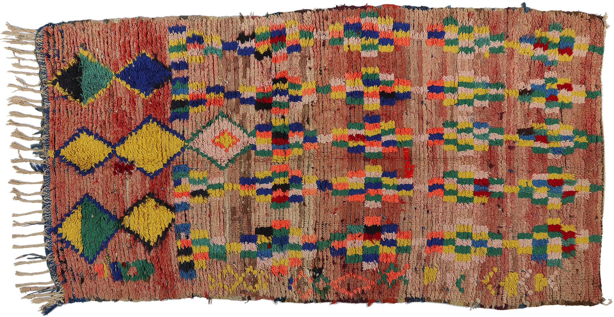 Vintage Moroccan Azilal Rug, Global Boho Chic Meets Tribal Enchantment For Sale 3