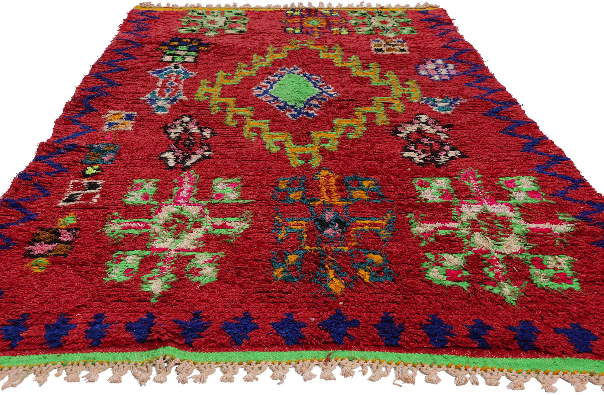 Bohemian Vintage Moroccan Azilal Rug, Global Boho Chic Meets Tribal Enchantment For Sale