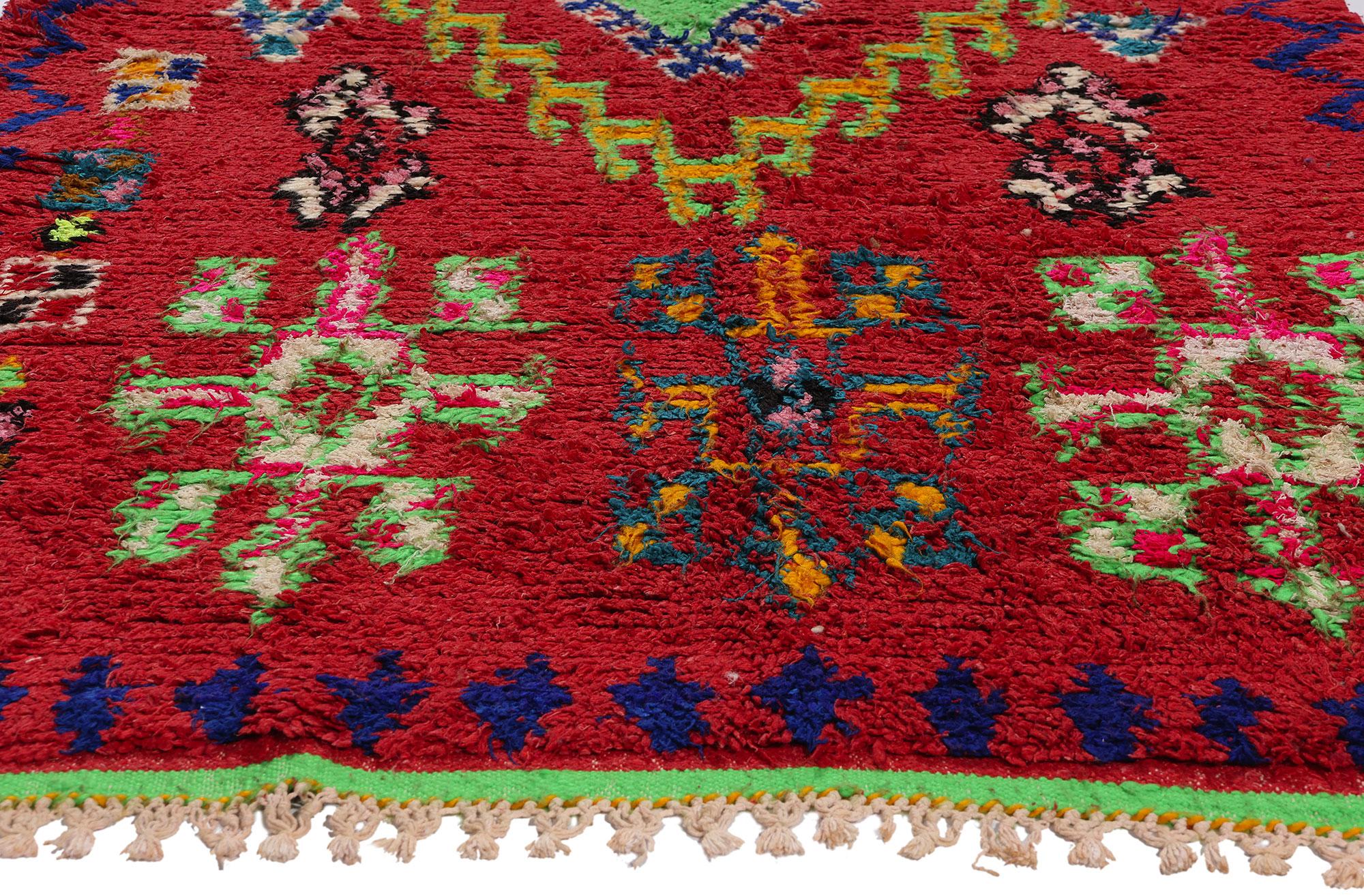 Hand-Knotted Vintage Moroccan Azilal Rug, Global Boho Chic Meets Tribal Enchantment For Sale